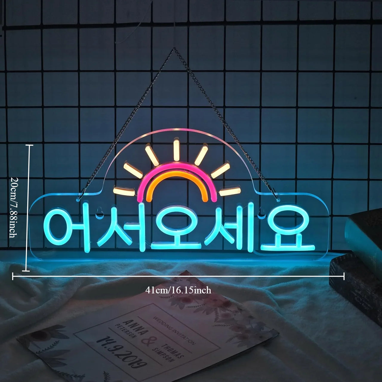Korean Welcome Neon Sign for Kpop Restaurant Cafe Store Decoration Business Sign Warm Lighting Indoor Outdoor LED Neon Light