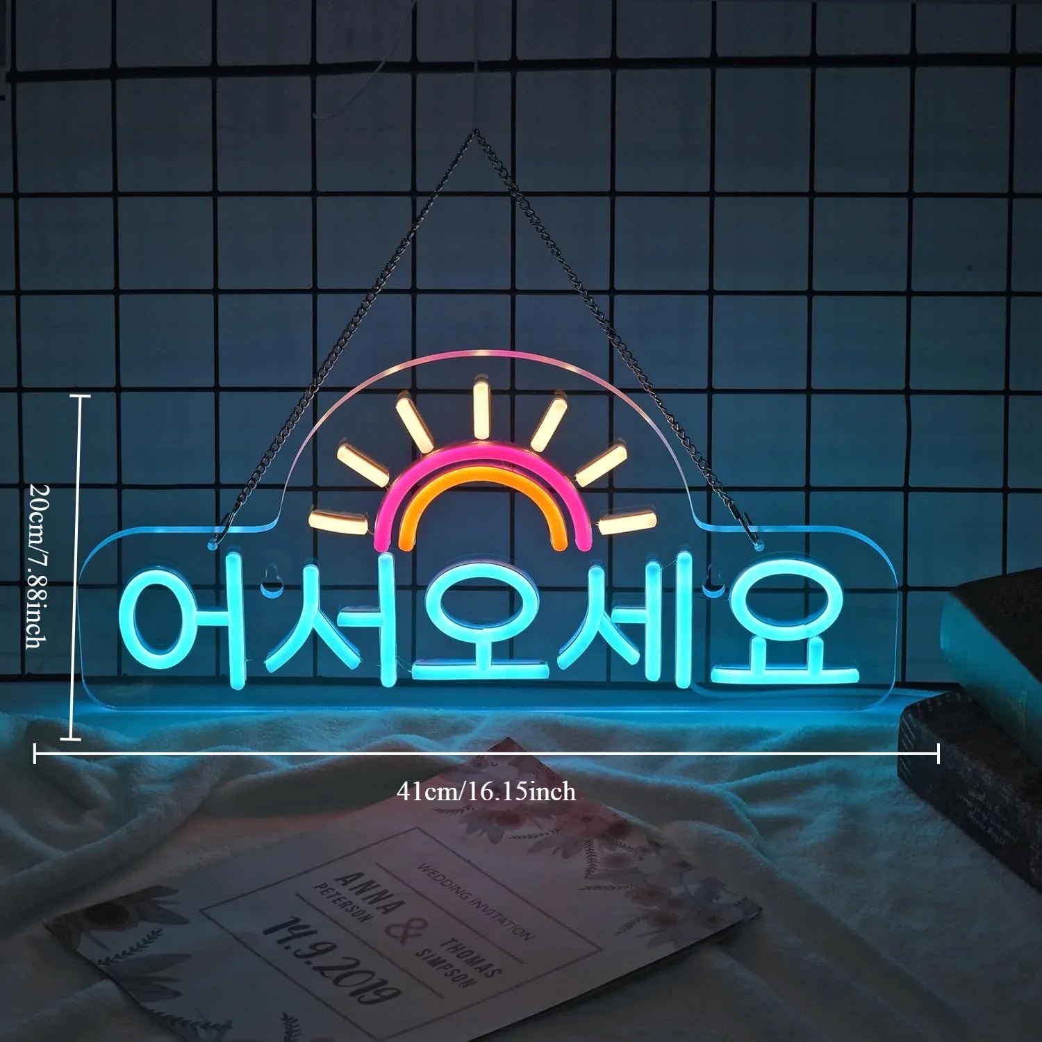 Korean Welcome Neon Sign for Kpop Restaurant Cafe Store Decoration Business Sign Warm Lighting Indoor Outdoor LED Neon Light