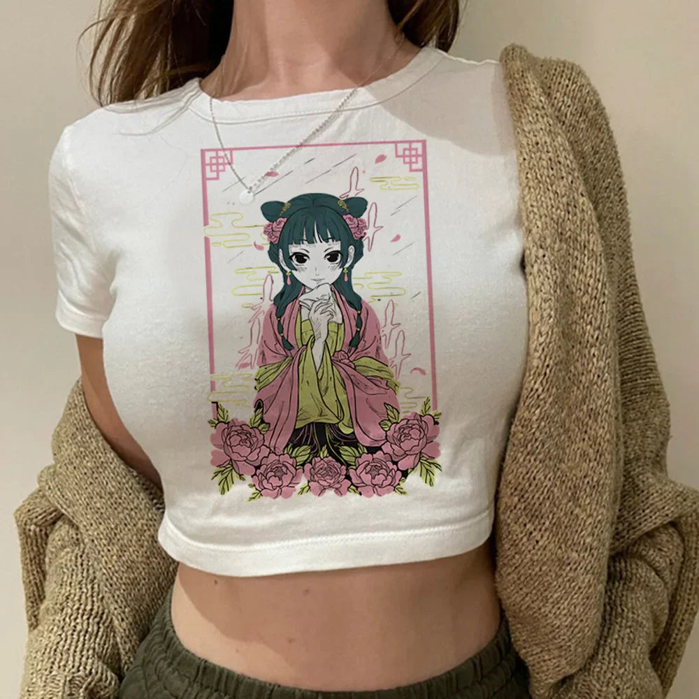 Maomao the Apothecary Diaries crop top y2k cute harajuku Slim Fit Cute babydoll summer girls tees