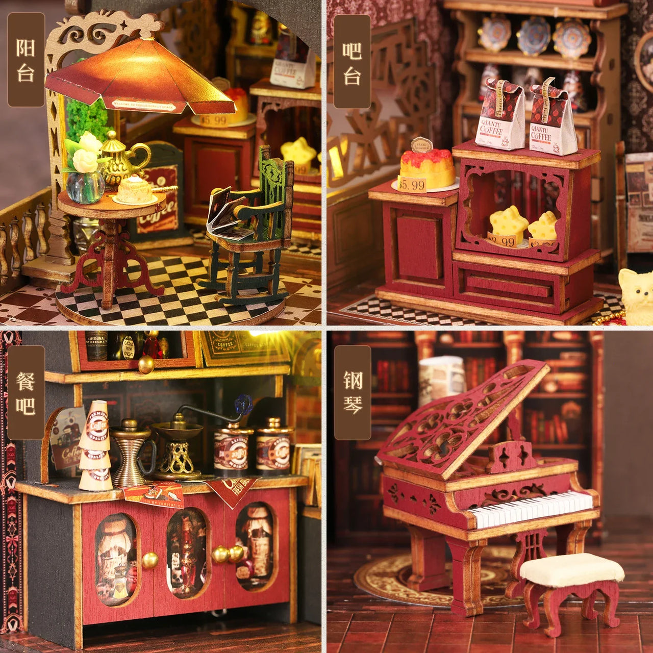 DIY Book Nook Cafe - 3D Puzzle Kit for Bookshelf, Handmade Bookend, Creative Gift for Home Decor & Collectibles