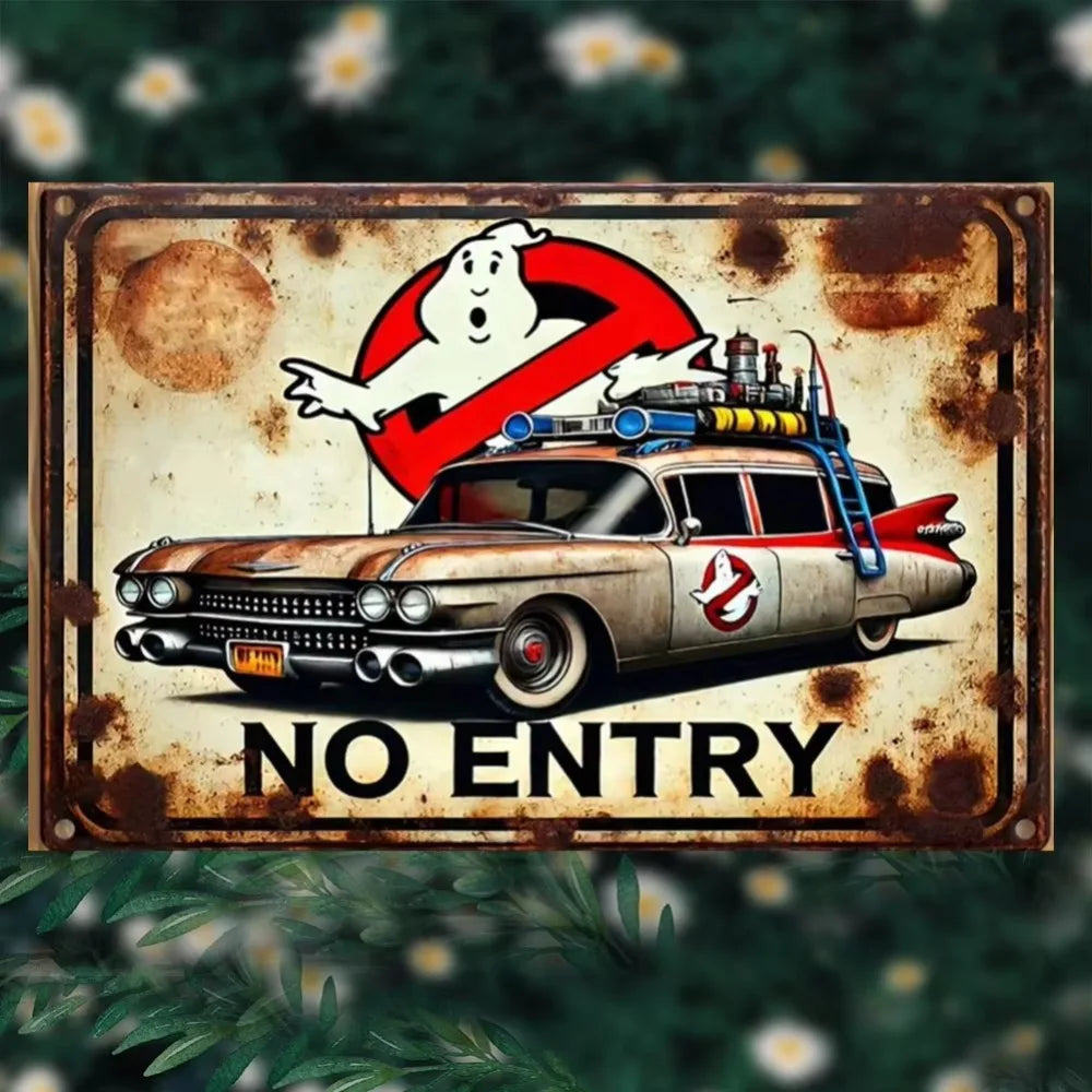 Ghostbusters Retro Metal Wall Art | Iconic Movie Decor for Themed Spaces | Easy to Install & Long-Lasting for Homes