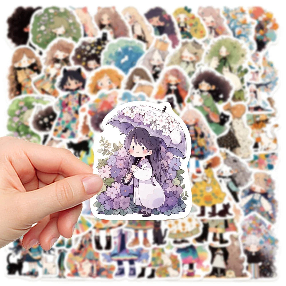 10/30/50pcs Cute Cartoon Girl Anime Stickers Aesthetic Decals Fridge Laptop Phone Scrapbook Diary Decoration Sticker Kids Toys