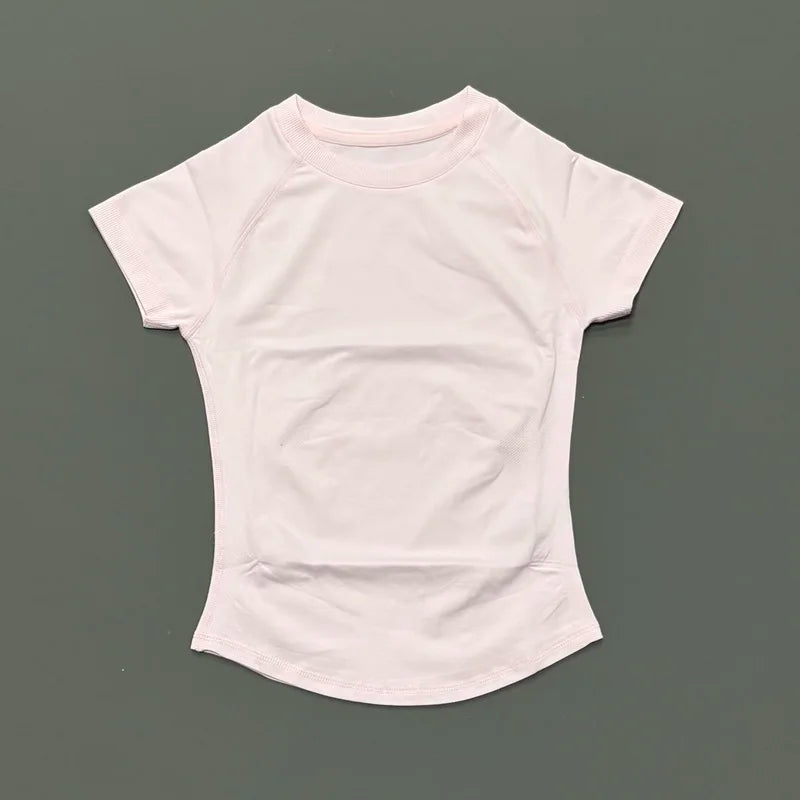 HISTELLO Sports Short Sleeve Top Women Gym Yoga Top Workout Clothes Sports T Shirt Fitness Activewear Running Tight Tops
