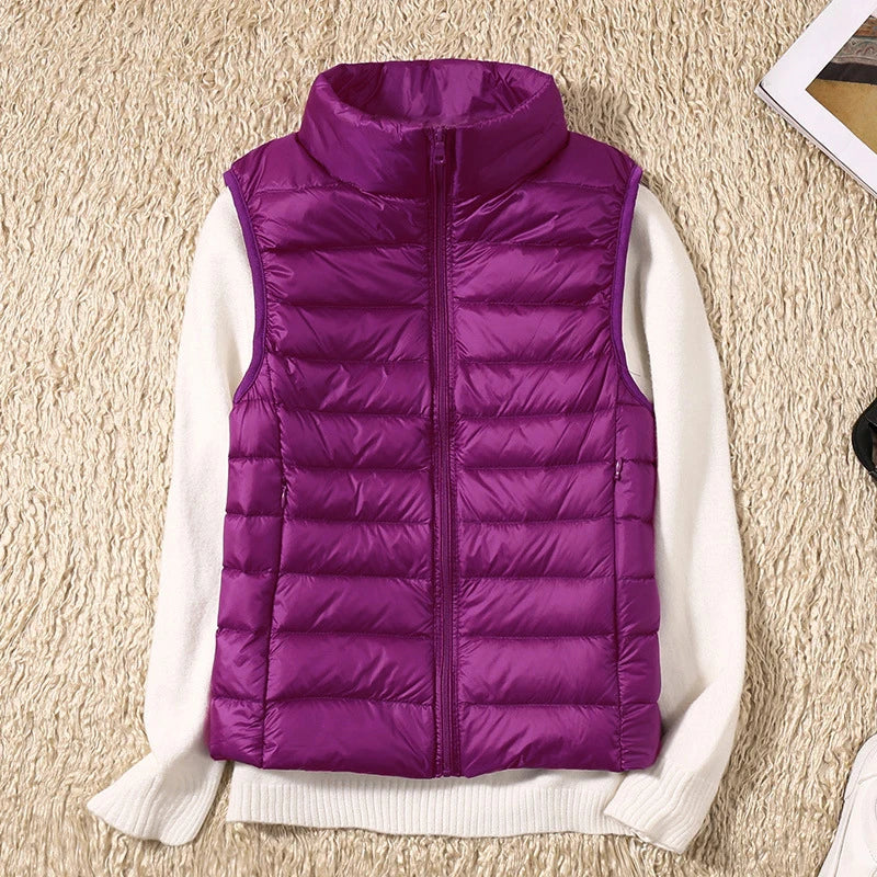 Women Vests 2023 New Autumn Winter Ultra Light Duck Down Vest Female Slim Sleeveless Jacket Windproof Warm Puffer Waistcoat