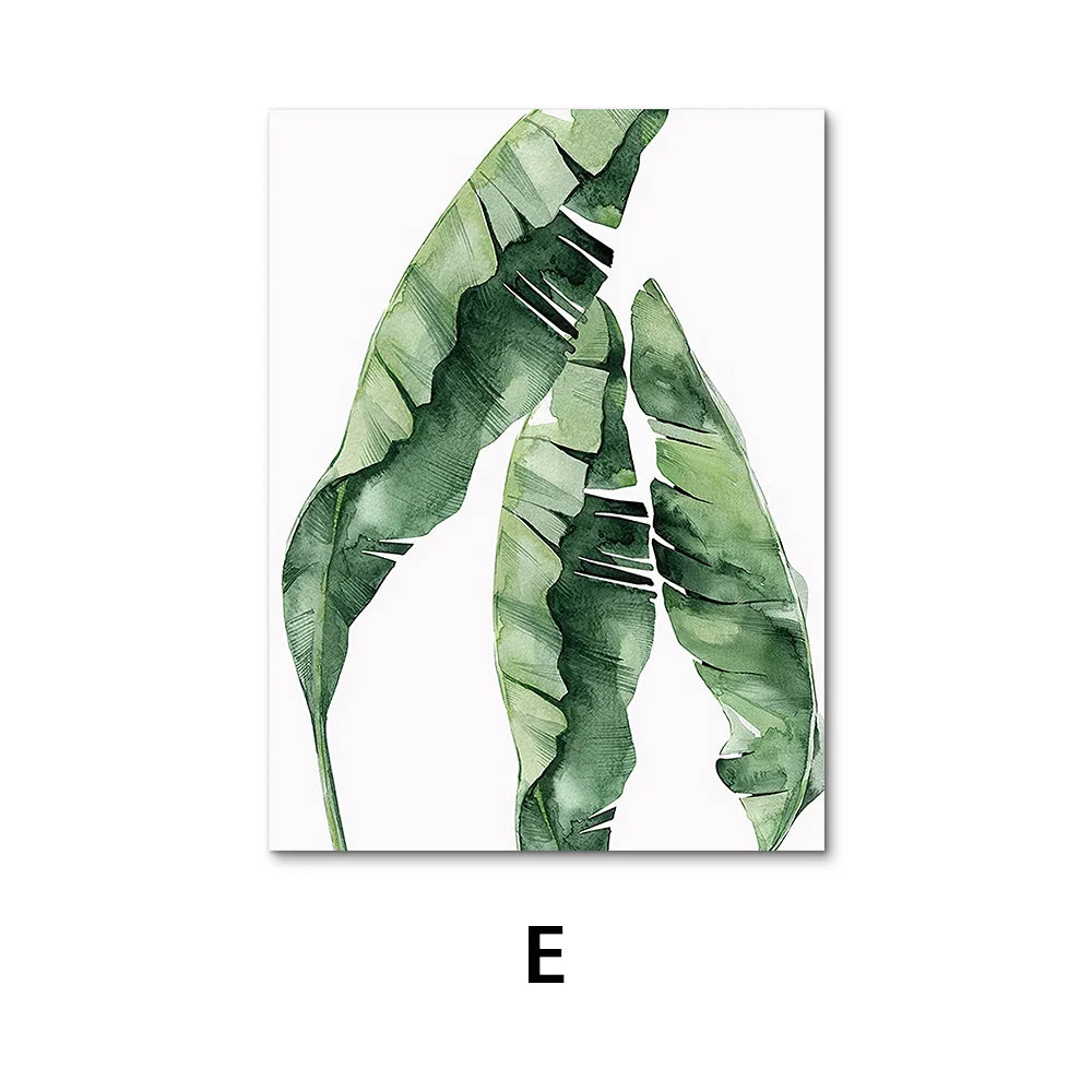 Nordic Green Plants Canvas Wall Art Monstera Fern Banana Leaf Painting Decor Living Room Bedroom Botanical Prints Hot Sale