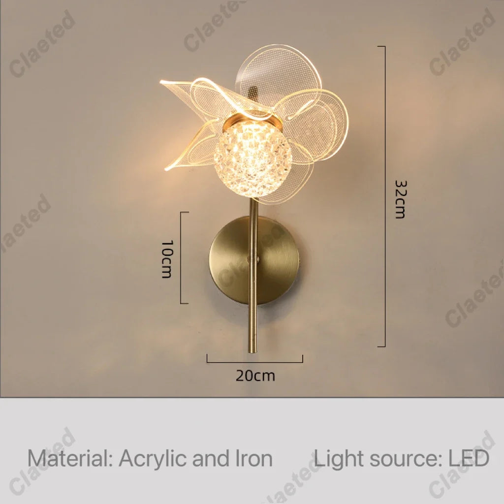 Flower Led Wall Lamps for Living Room Bedroom Bedside Sconce Light Modern Hallway Restaurant Background Decoration Lighting Deco