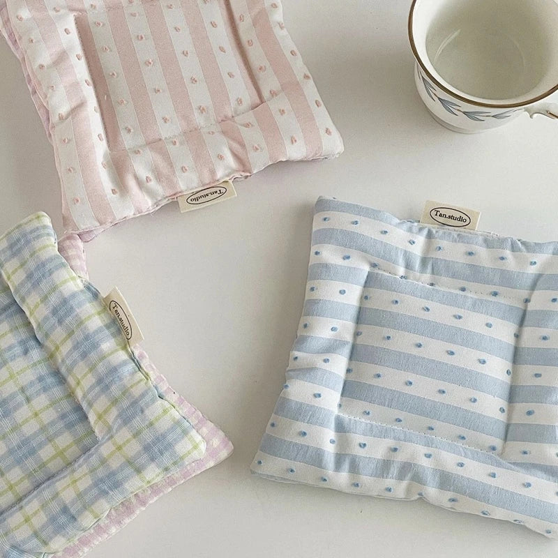 Korean Cotton Coaster Key Storage Jewellery Mat Double-sided Thickened Fabric Sweet Drawstring Portable Accessories  Cafe