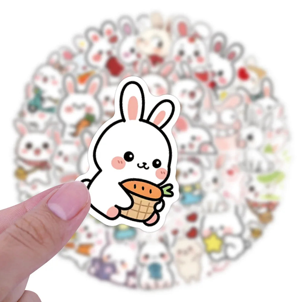 60/120PCS Cute Animal Series Rabbit Graffiti Stickers Luggage Water Cup Scooter Stickers