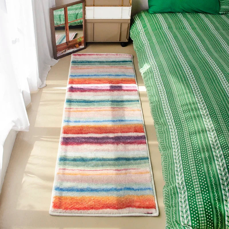 VIKAMA Ins Style Cashmere Long Strip Rug Comfort Cooling Bedroom Bed Blanket Bay Window Blanket Cloakroom Carpet Home Decor