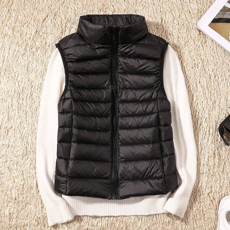 Women Vests 2023 New Autumn Winter Ultra Light Duck Down Vest Female Slim Sleeveless Jacket Windproof Warm Puffer Waistcoat