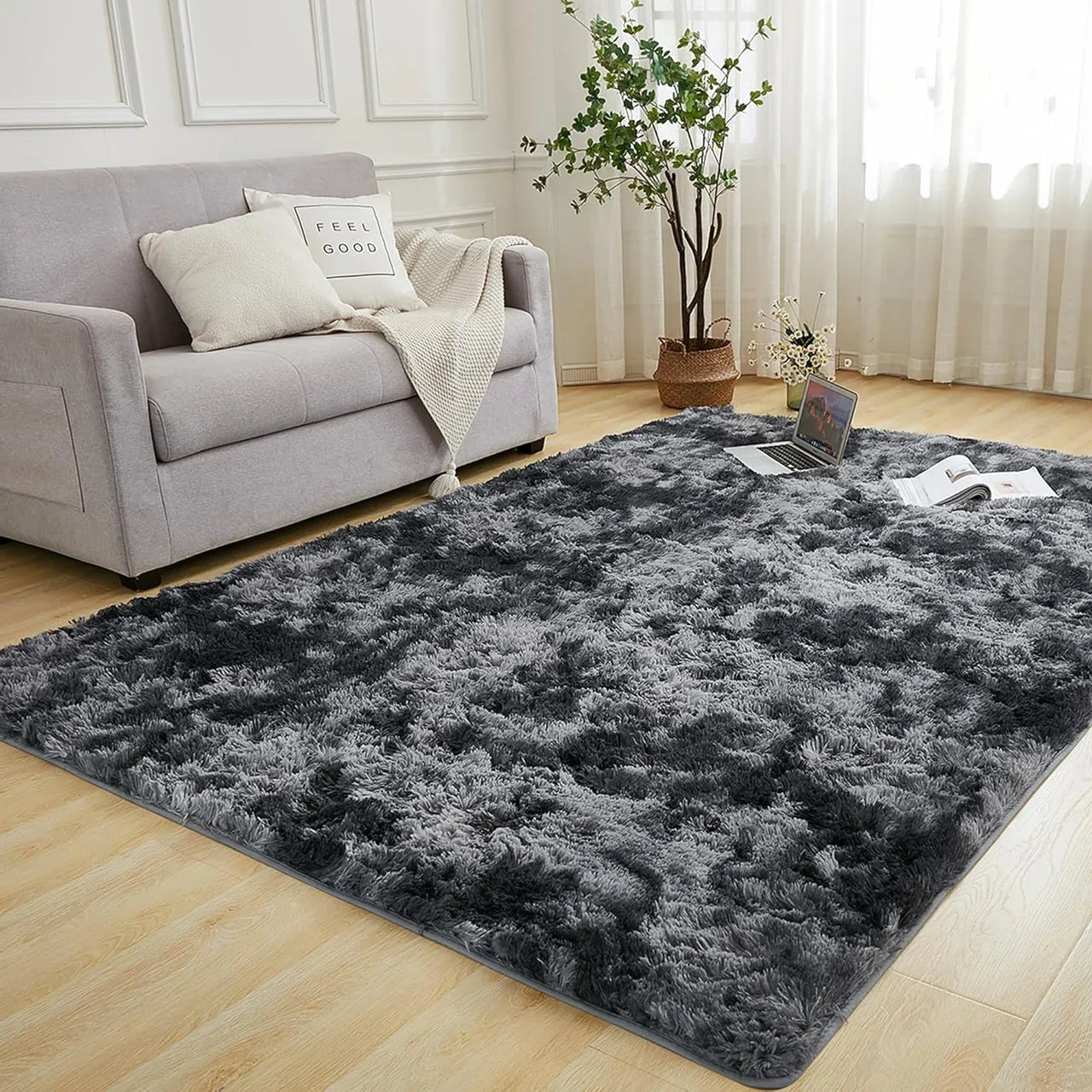 VIKAMA Minimalist Shaggy Living Room Rug, Soft and Fluffy Area Rug, Bedroom Dormitory Children's Room Carpet, Home Decor