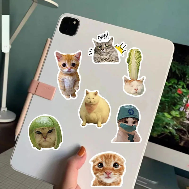 100/200Pcs Funny Kawaii Cat Stickers Animal Dog Laptop Scrapbook Decoration Decals Stationery Waterproof Graffiti Sticker Kids