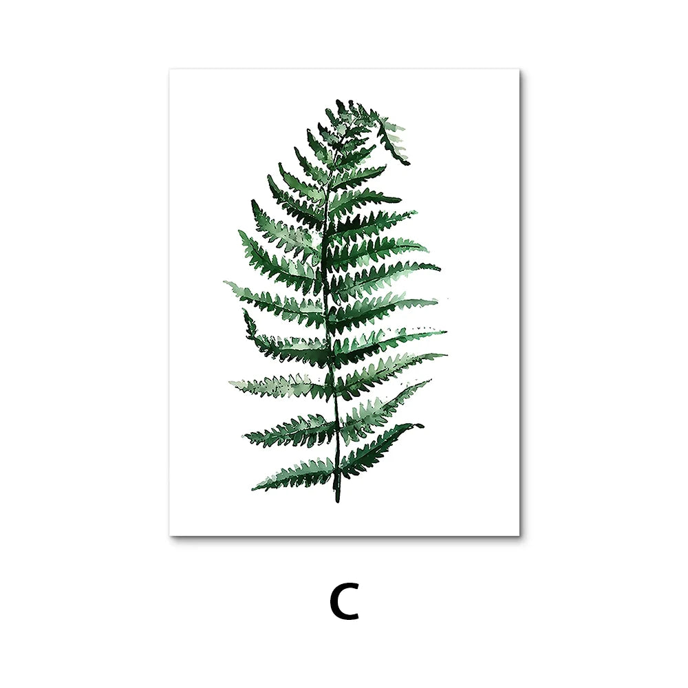 Nordic Green Plants Canvas Wall Art Monstera Fern Banana Leaf Painting Decor Living Room Bedroom Botanical Prints Hot Sale