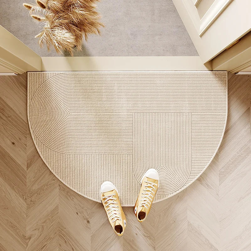 VIKAMA Modern Simple Entry Door Mat Semi-circular Non-slip Dirty Resistant Entryway Foot Mat Kitchen Carpet Home Decoration