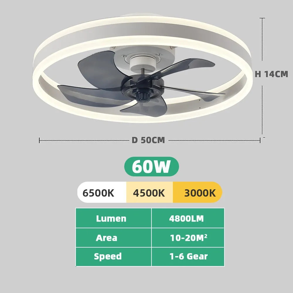 LED Fan Light with Remote Control 3 Color Dimming Living Room Dining Room Bedroom Lighting Silent Home Ceiling Fan Light