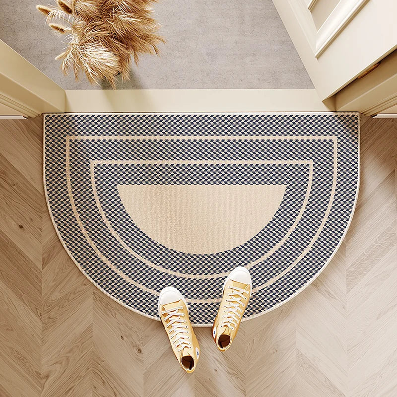VIKAMA Modern Simple Entry Door Mat Semi-circular Non-slip Dirty Resistant Entryway Foot Mat Kitchen Carpet Home Decoration