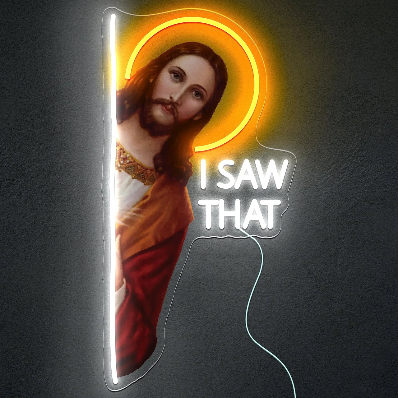 I Saw That Neon Sign God Neon Wall Decoration with Adjustable Brightness LED Light Room Living Room Decor Fun Gift for Friends