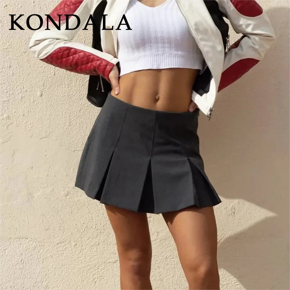 KONDALA 2026 Spring Summer Women Casual Tierred Mini Skirts Fashion Vintage Valentine‘s Day Ruffles Pleated Sexy Shorts Skirts