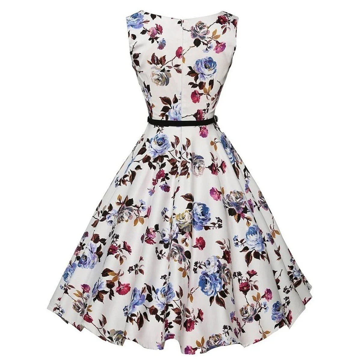 Summer Vestidos Dress Clothing Floral Robe Retro Swing Casual Vintage Rockabilly Dresses