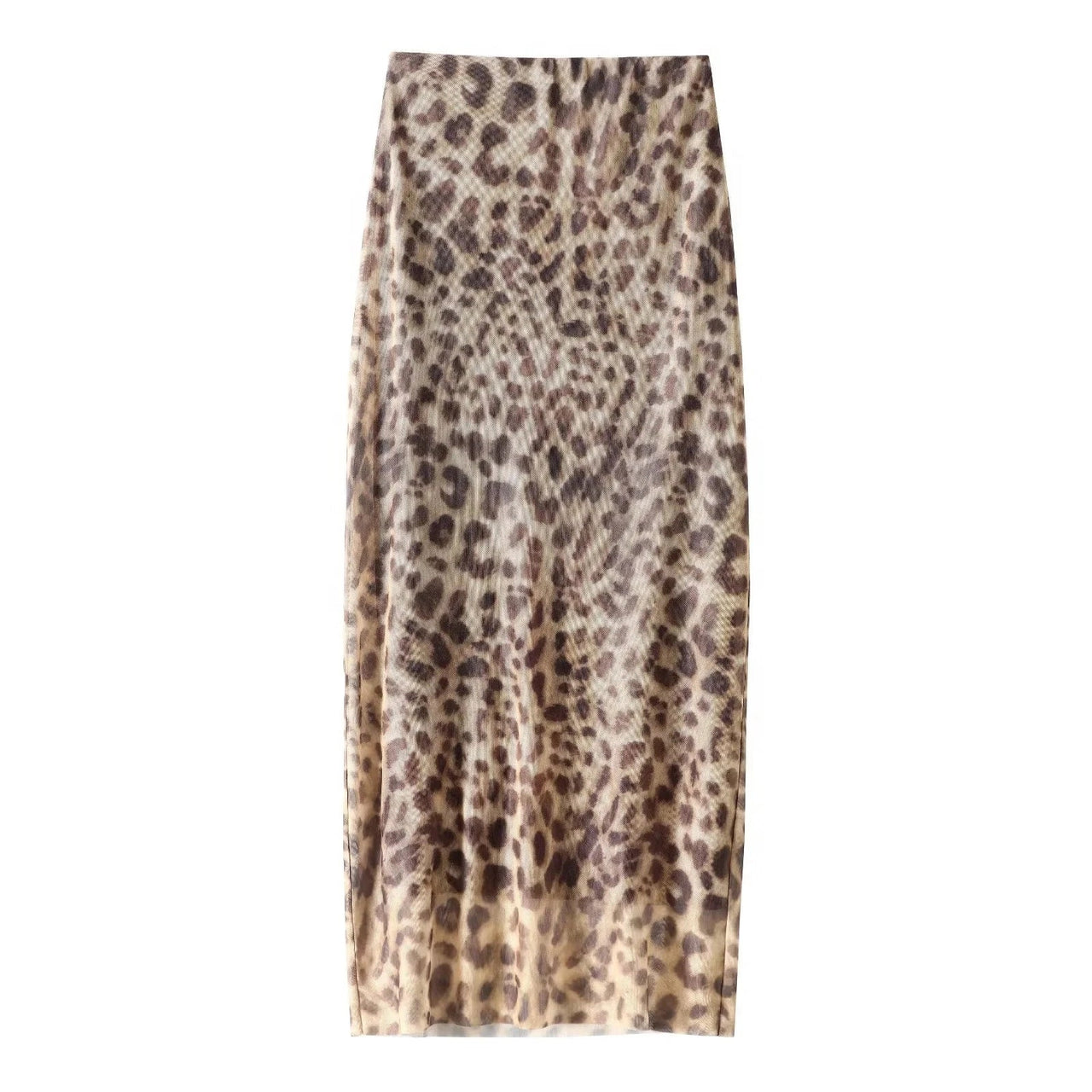 HXAO Leopard Print Tulle Skirt Woman Vintage High Waist Long Skirts For Women Summer Mesh Midi Skirt Elegant Women's Skirts