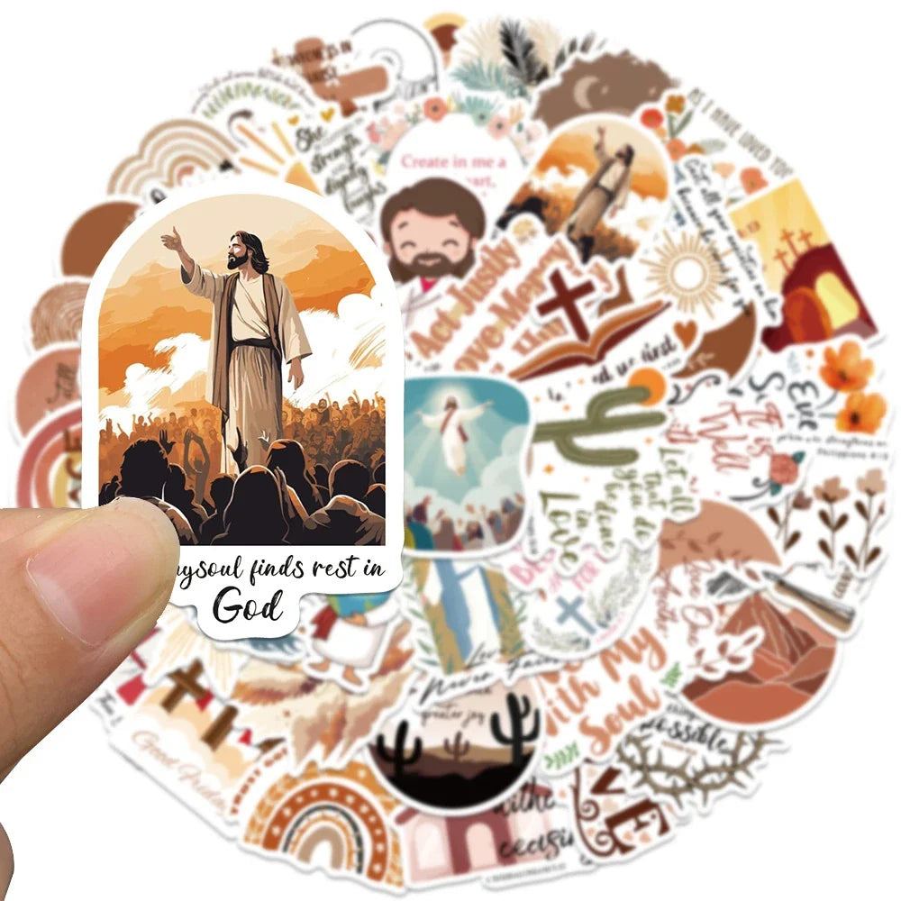 10/30/50pcs Cartoon Jesus Christian Stickers Bible Verse Faith Decals Laptop Phone Travel Luggage Car Stationery Sticker Toys