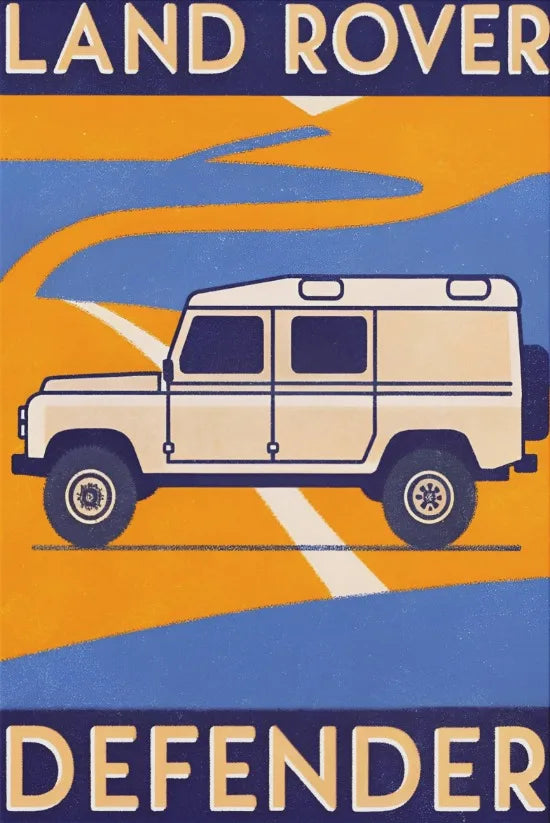 L-and-R-over Defender 90 Offroad Poster Classic Retro Automotive Poster Canvas Prints Classic Off-road Vehicle Aesthetic Print