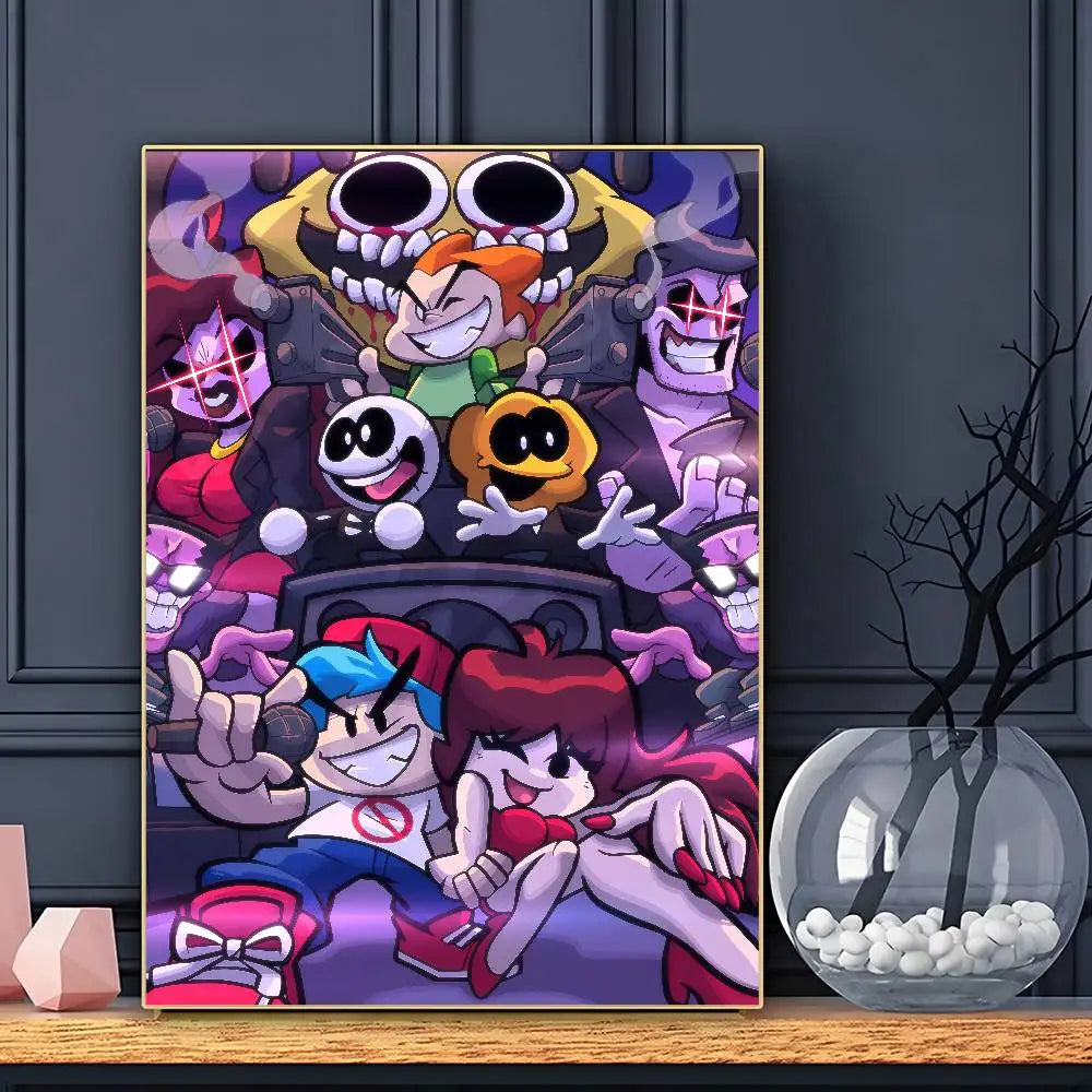 Game F-Friday Night F-Funkin Pico Boyfriend Poster HD Sticky Wall Art Printing Waterproof Home Living Bed Room Bar Aesthetic