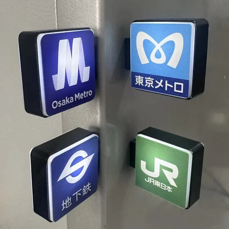 Japan Subway Light Sign 3d Fridge Magnets Luminous Refrigerator Sticker Osaka Kyoto Magnetic Jr Travel Souvenir Magnetic Sticker