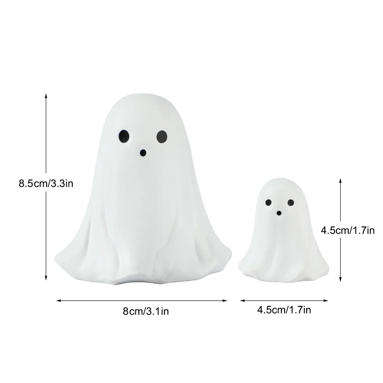 2 Pcs Halloween Decor Indoor-Ghost in Abs Resin Cloche-Cute Ghost for HomeTabletop Party Decor  Holiday Decorations outdoor