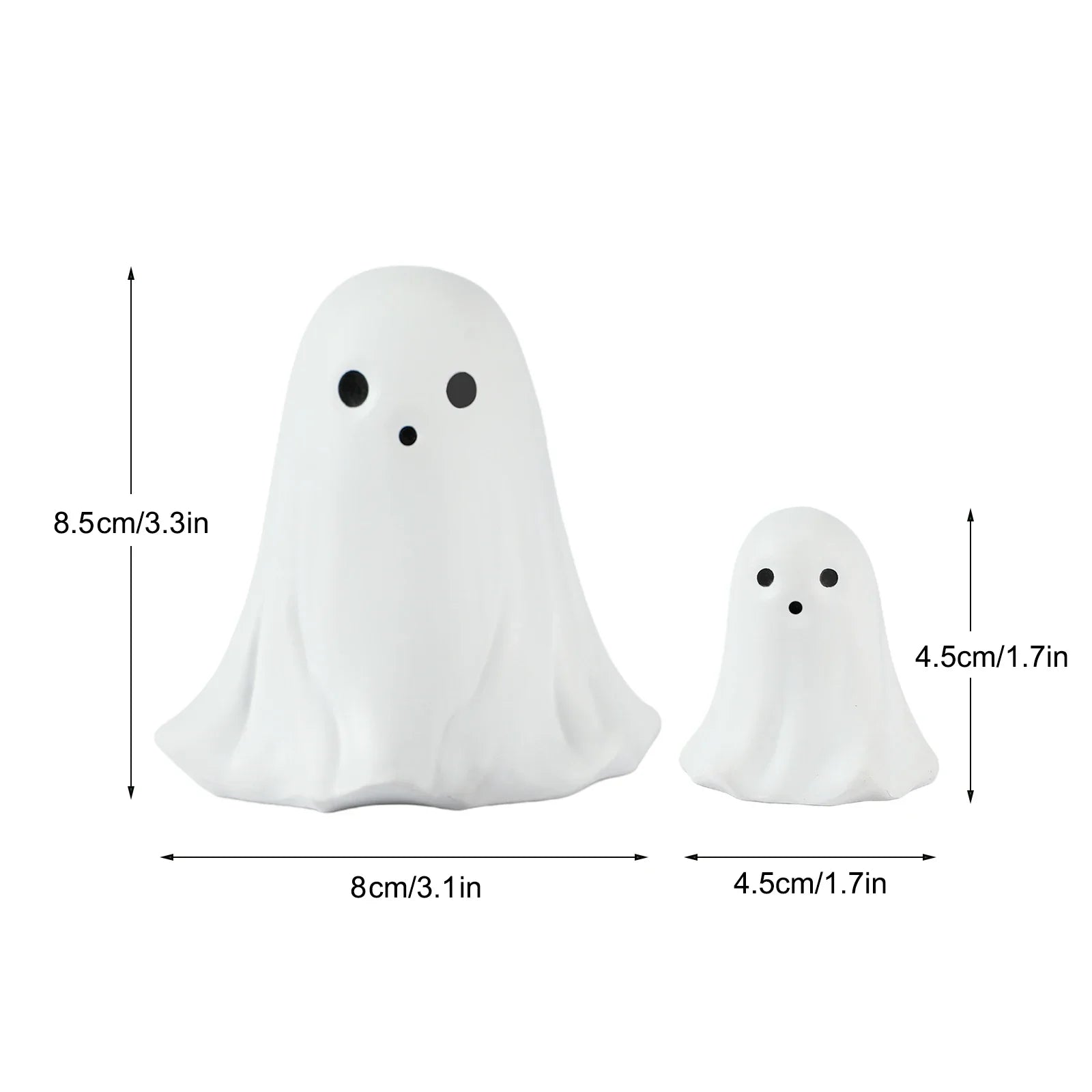 2 Pcs Halloween Decor Indoor-Ghost in Abs Resin Cloche-Cute Ghost for HomeTabletop Party Decor  Holiday Decorations outdoor