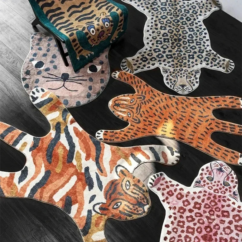 VIKAMA Cartoon Leopard Carpet For Cooling And Warmth, Home Decoration, Bedroom Plush Floor Mat, Living Room Rest Area Floor Mat