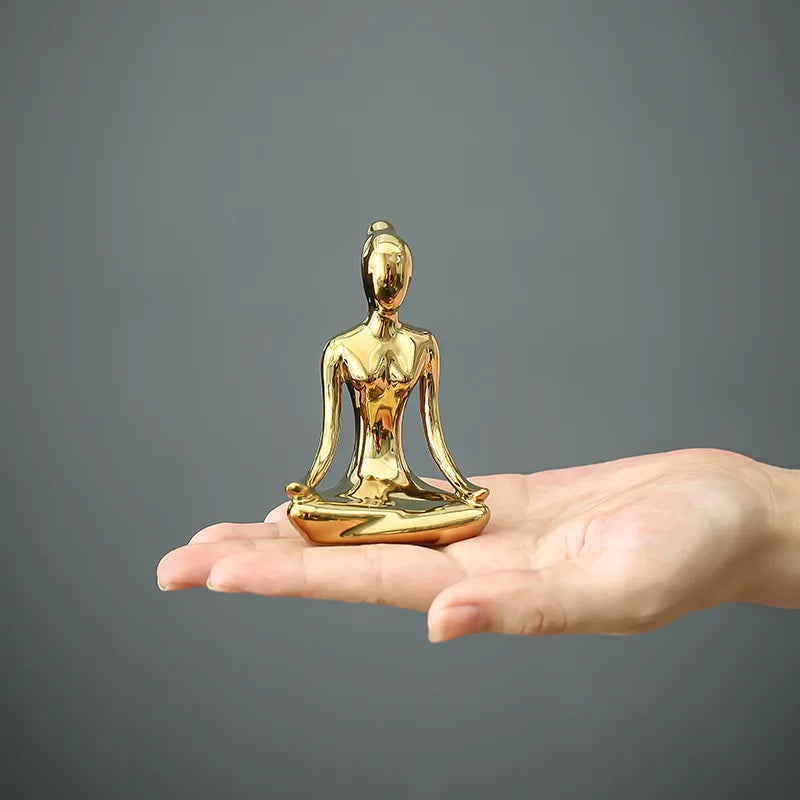Home Decor Abstract Art Ceramic Yoga Poses Figurine Porcelain Lady Figure Statue Study Office Yoga Studio Ornaments Decorations