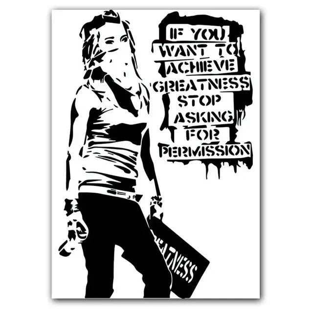 Girl and Red Balloon Banksy Art Nordic Characters Canvas Painting  Mural  Poster Living Room Bedroom Bar Home Decoration