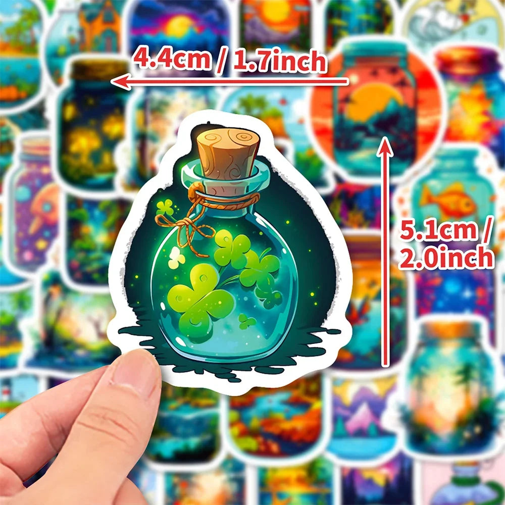 10/30/50PCS INS Style Bottle World Cartoon Aesthetic Stickers Laptop Phone Suitcase Notebook Decoration Sticker Decals Kids Toys
