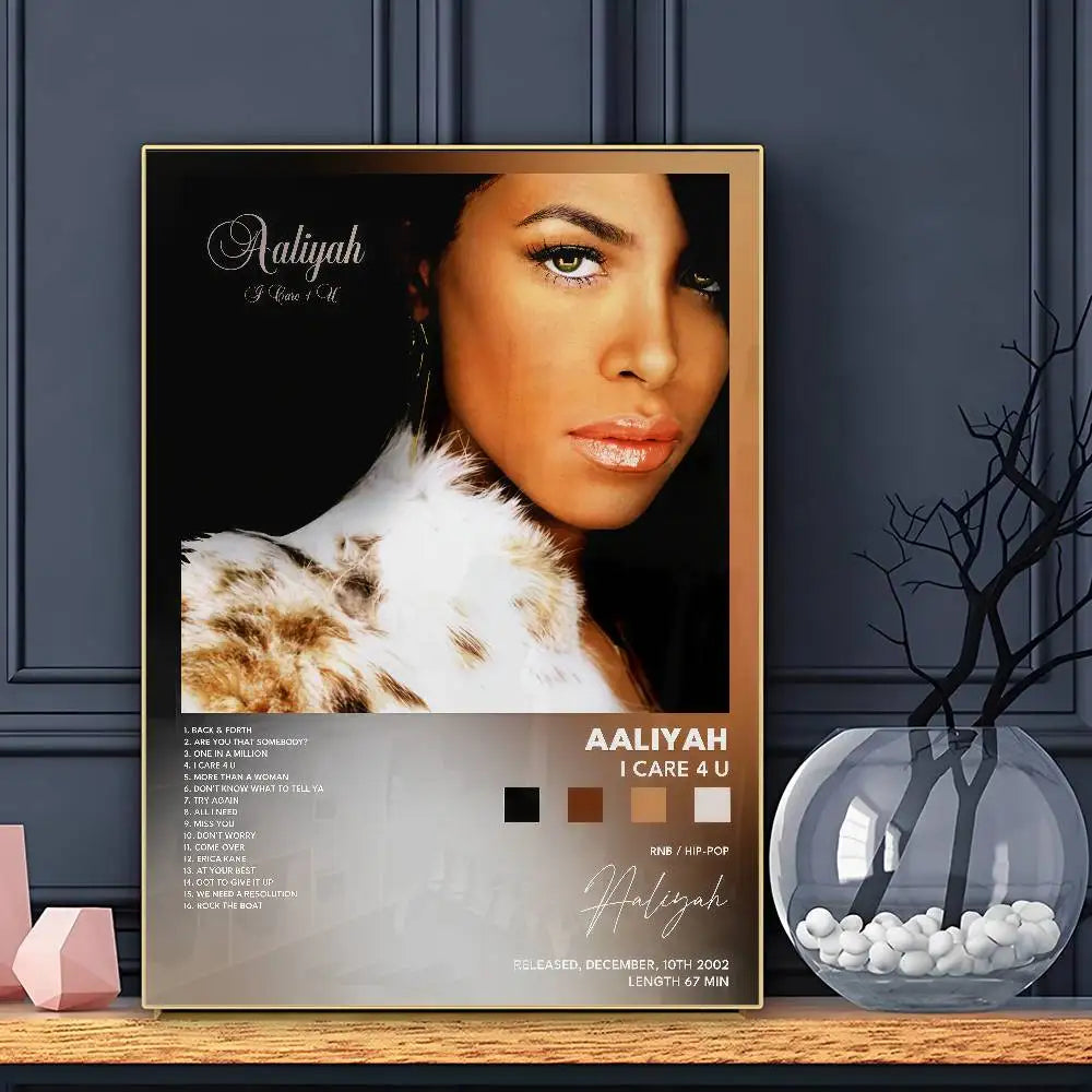 Singer Aaliyah Poster Sticky Wall Art Printing Waterproof Home Living Bed Room Bar Aesthetic Decor