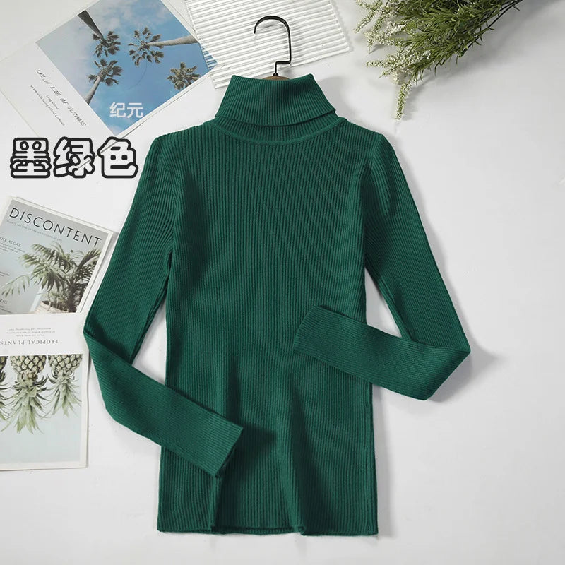 Women Turtleneck Sweater Knitted Soft Pullovers cashmere Jumpers Basic Solid Soft Sweaters Women Autumn Winter Casual Tops