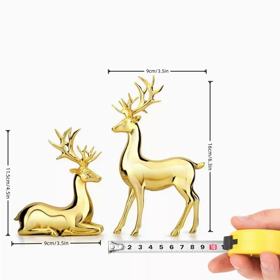 Elegant Resin Reindeer Statue Christmas Ornaments Plated Luxury Living Room Dining Table Decor Family Decor