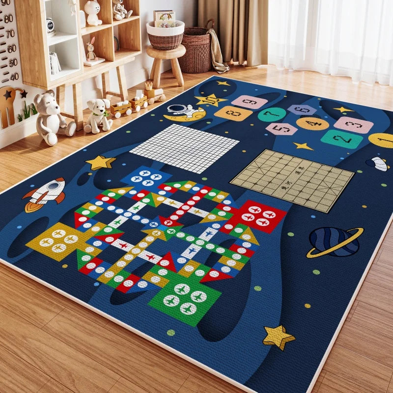 VIKAMA Children's Room Crystal Pile Rug Stain Resistant Washable Bedroom Bed Rug Game Rug Living Room Crawl Mat Home Decor