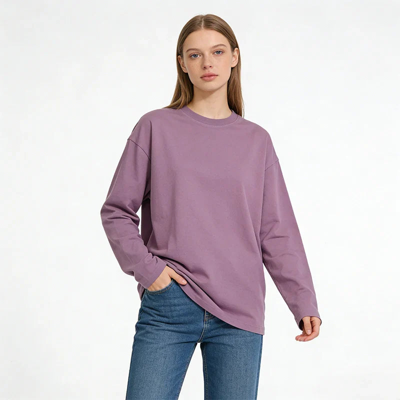 LEGIBLE 2026 Spring Autumn Long Sleeve Cotton T-Shirt Women Basic Tee Shirt Oversize T Shirt Women Casual O-neck Women tshirt