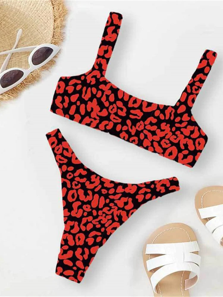Sexy Micro Bikini 2026 Women Orange Leopard Push Up Padded Thong Swimsuit Female Cut Out Bathing Suit Swimwear Trajes De Baño