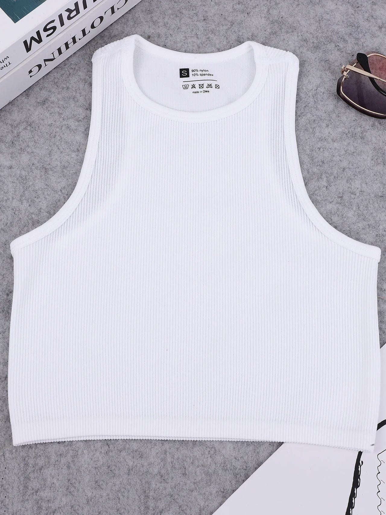 Seamless knitted high-elastic belly-baring yoga vest sleeveless casual sexy ribbed vest nylon quick-drying running fitness sport