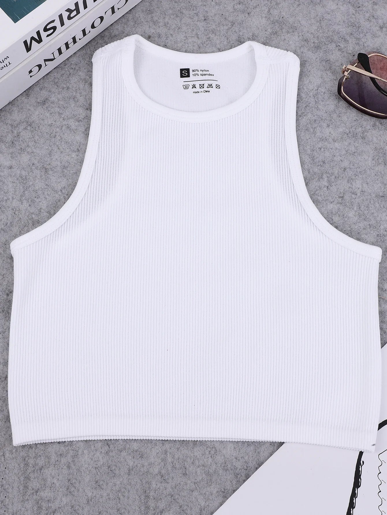Seamless knitted high-elastic belly-baring yoga vest sleeveless casual sexy ribbed vest nylon quick-drying running fitness sport