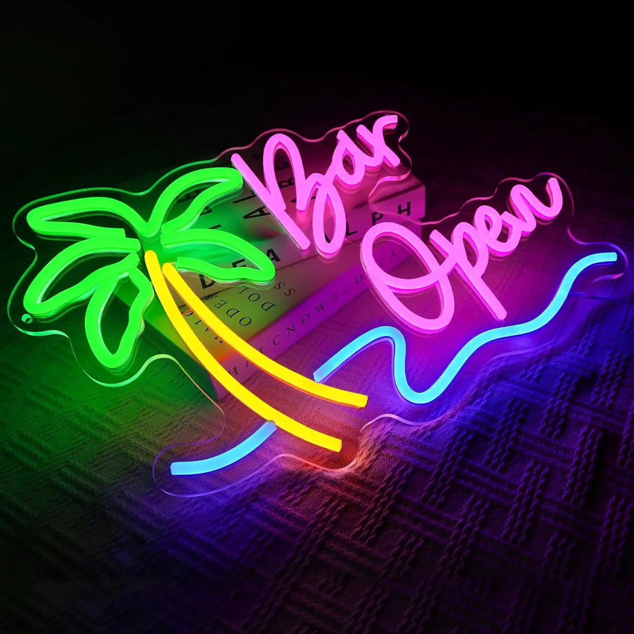 Bar Open Neon Sign LED Neon Light Sign USB Powered for Wall Decor Game Room Man Cave Club Bar Birthday Halloween Party Gifts