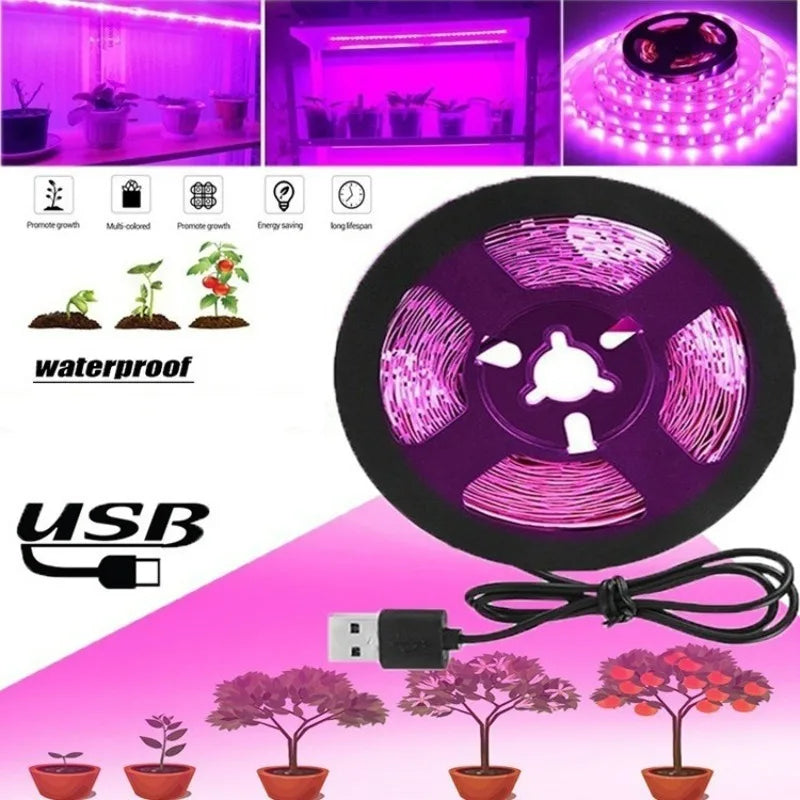LED Grow Light Full Spectrum 5V USB Grow Light Strip 1m-5m 2835 Chip LED Phyto Lamp for Plants Flowers Greenhouse Hydroponic