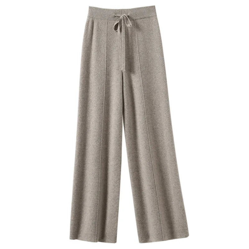 Women's High waisted warm knit wide leg straight leg pants for women, solid color loose wide leg pants