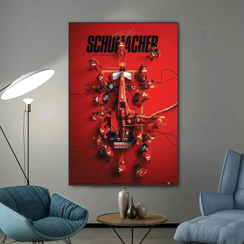Classic, F1 Michael Schumacher Racing, Wall Art, HD Canvas Print Poster, Home Living Room Bedroom, Club Decoration