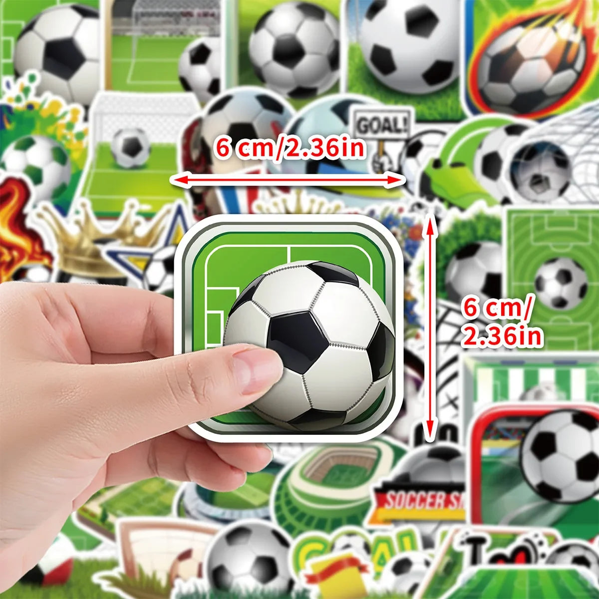 50/100PCS Football Graffiti Stickers Sports Ball Waterproof Decorative Stickers Creative Football Stationery Stickers