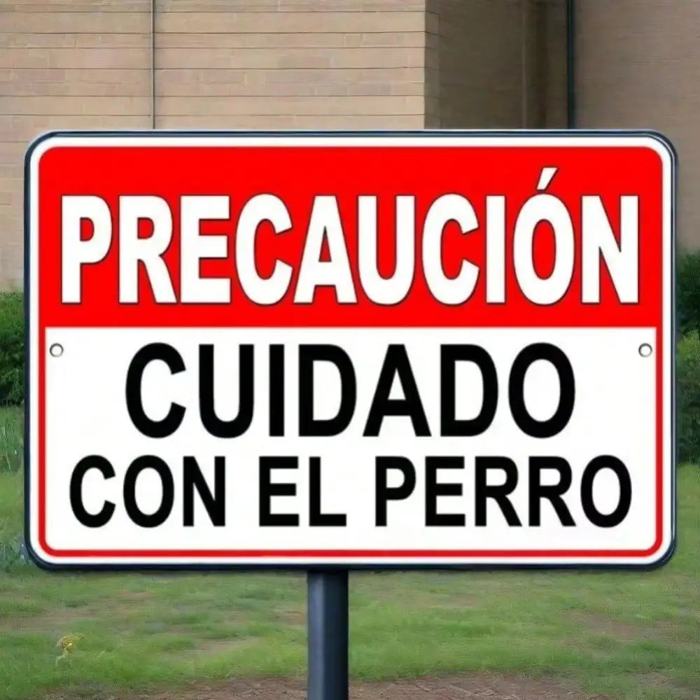 Spanish 'Beware of Dog' Sign – Precaución Cuidado Con El Perro Bite | Rustic Warning Decor,room decor，halloween decor，home decor