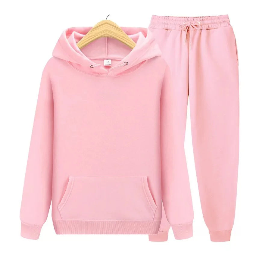 2025 New Men's Autumn/Winter Collection Solid Color Hoodie+Pants Two Piece Fashion Casual Sports Set Size s-3XL