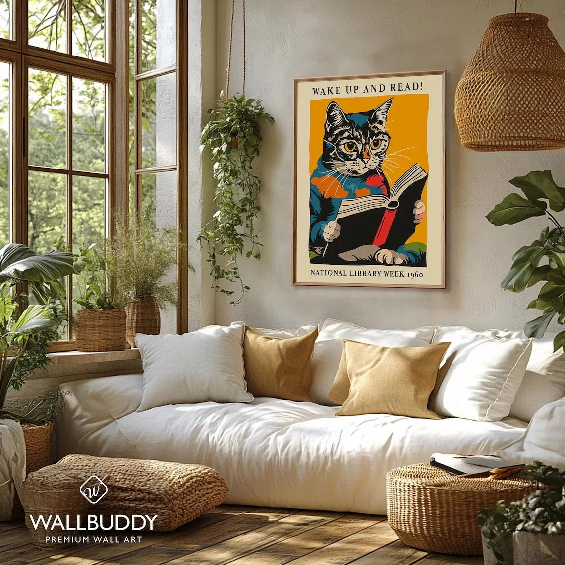 Wake Up And Read National Library Week 1960 Week 1960 Wall Art Prints Canvas Painting Poster Picture For Living Room Home Decor